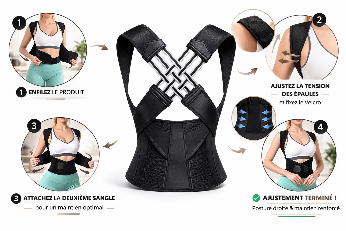 Correcteur de Posture Premium- maintien du Dos & Épaules Ajustable